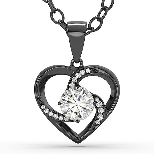 SERASAR Damen Halskette Schwarz 925 Sterling Silber Frauen Schmuck Halsband Kette Hals Mädchen Heart Necklace Geschenke für Hochzeit stag Silberhochzeit reif
