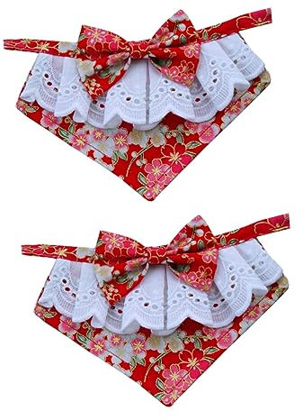 POPETPOP 2stücke Tierfreundliches Dreieckstuch Für Hunde Rote Japanische Stil-pet Scarf Einstellbares Halsband Für Weihnachten Hunde-bib Und Festtagskostüm Passend Für Kleine