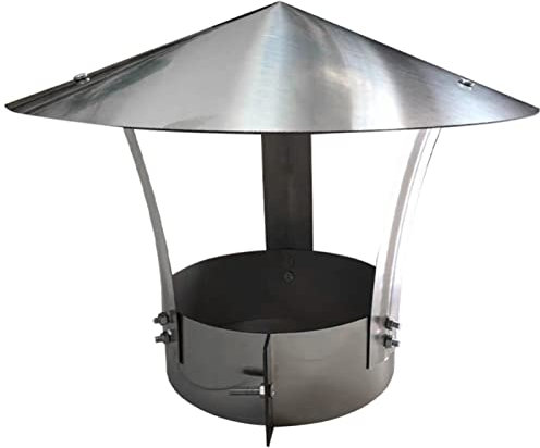 Schornsteinhaubenkappe aus Edelstahl, Entlüftungshaube, Schornsteinhaube, Regenschutz, Entlüftungskappe, runde, Winddichte Kappe, Regenhut, Schutzkappenende, 220 mm/8,66 Zoll