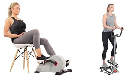 Sunny Health & Health Twister Stepper Machine, Height Adjustable Stepper, Stairs Step Exercise + Magnetic Under Desk Pedal Exerciser, Dual Function Mini Exercise Cycle Bike