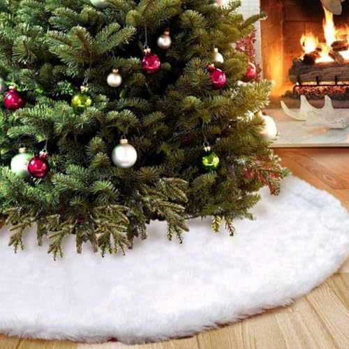 Jupe de Sapin, Couverture Décorative d'Arbre de Noël, Tapis Blanc pour l'Arbre, Ø 60 cm