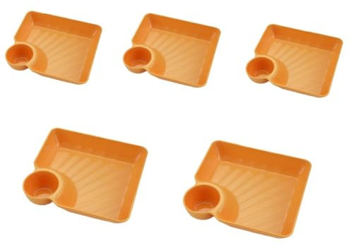 Wkclnfs 5 Pcs Plastic Dumpling Plates With Sauce Compartment Plastic Square,Tapas Bowls Serving Bowls for Wedding, Birthday, Home (yellow)