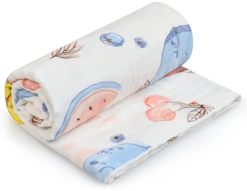 HOTUT Babydecke, Dünne Atmungsaktive Kinderdecke aus 100% Baumwollem 86 * 70cm, Musselin Decke Baby, Universal Krabbeldecke, Kuscheldecke Geschenk für Mädchen und Jungen