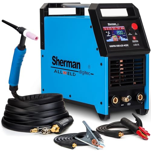 DIGITIG 200 LCD - 200A HF-Zündung WIG Schweißgerät AC DC mit MMA-Modus und Pre Flow, Post Flow und Speichern von Einstellungen - IGBT-Inverter-Technologie - Set: Solo