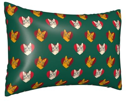 Federa per cuscino in seta per capelli e pelle, con stampa a blocchi di cuore, federa in raso con cerniera, 50,8 x 76,2 cm, con cerniera, regalo per donne e uomini