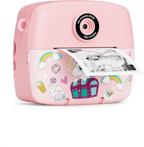 Camara de Fotos instantaneas,1080p vídeo Camara instanea,2,4 HD Camara Fotos Infantil con Tarjeta SD de 32GB,Regalos comunion niña para cámara instantánea,Juguetes niños 3 4 5 6 7 8 9 10 años
