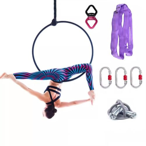 ExoticaBlend Aerial Hoop Ring Zirkusrad 1 Punkt Aufhängung - komplettes Set - Durchmesser 80 bis 110cm - Aerial Ring für Luftakrobatik Fitness,100cm