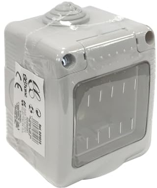 Caja de superficie con tapa, 2 módulos, ideal para instalaciones eléctricas, protección de conexiones y organización de cables.