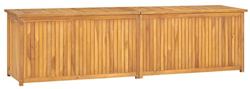 IKAYAA Gartenbox 200x50x55 cm Massivholz Teak, Auflagenbox, Auflagenboxen, Aufbewahrungsbox Garten, Gartentruhe, Garten Aufbewahrungsbox