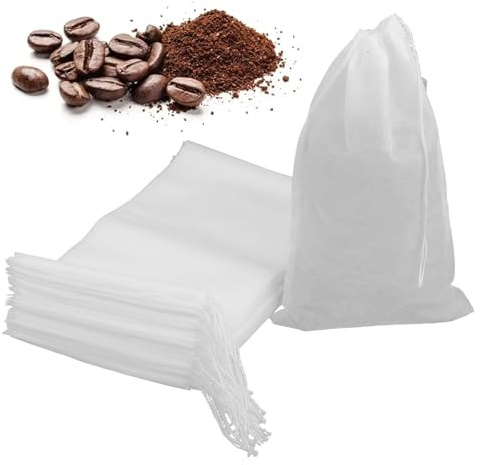 50 Pcs Cold Brew Bags Disposable Coffee Filter Bag 6x10 Inch Cold Brew Bag No Mess Tea Filter-Bags for Iced Coffee Hot Tea Spice Fine Mesh Brewing Bags with Drawstring