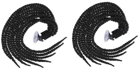 SOLUSTRE 2stücke Teiliges Motorradhelm Zopfset Schwarze Helm Perücken Mit Geflochtenem Pferdeschwanz Langlebige Und Sichere Helmdekoration Für Motorrad Und Roller Installieren Und Wiederver