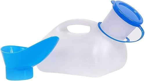 Urinflaschen, Urinalflasche for Männer, mobiles Toilettentöpfchen, Campingtoilette, 1000 ml Unisex-Töpfchen-Urinale fürs Auto, tragbare Pinkelflasche for Toilettentöpfe, mit Deckel und Trichter, ausla