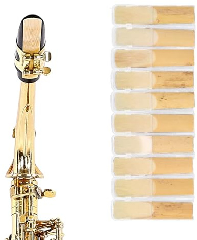 10 Stück 2,5 Stärke Altsaxophonblätter E Flache Dünne Elastische Altsaxophonblätter mit Aufbewahrungsbox für Tägliche Übungsbühnenauftritte des Spielers