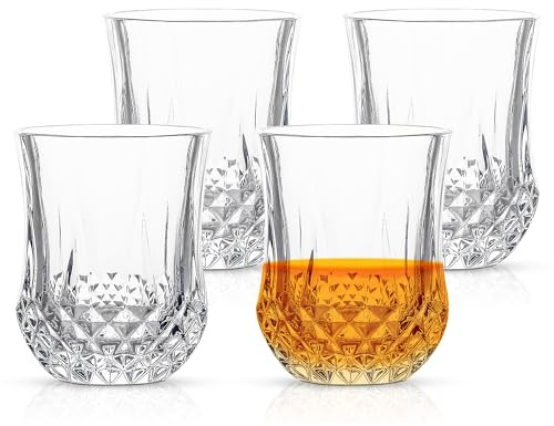 QUAFFER Mini bicchieri (set di 4) – Classico Whisky Vodka Tequila Sherry Brandy Cordial Mini Snifters Bicchieri – Perfetto per feste, bar, eventi, bar a casa