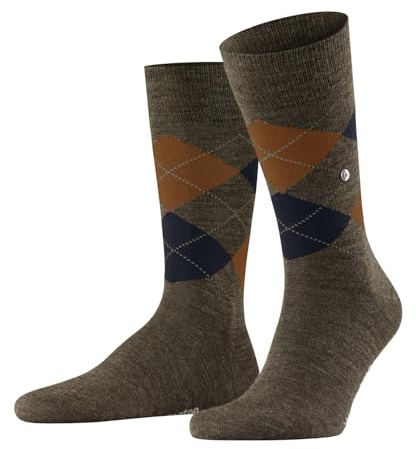 Burlington herr Strumpor Edinburgh Melange M So ull mönstrade 1 par, Grön Evergreen 7460, 40-46