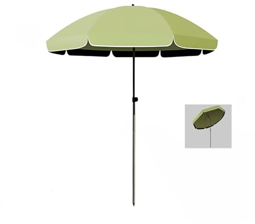 6.5/8FT Portable Patio Umbrella, Outdoor Tilt Beach Umbrella Height Adjustable, UV Protection Parasol for Garden, Beach, Pool(Green,240cm/8ft)
