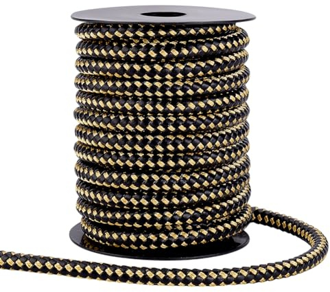 PH PandaHall 10m Geflochtene Kunstlederschnur 8mm Lederseil Lederband Lederschnur Für Bolo Krawatten Schnürsenkel Schmuckherstellung Schwarz Goldene