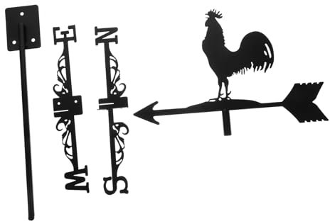 Gatuida girouette de Toit lumières solaires girouette Coq Moulin à Vent Indicateur de Vent pour Jardin Indicateur de Vent pour Toit girouette métallique girouettes pour Cour Le Fer Black