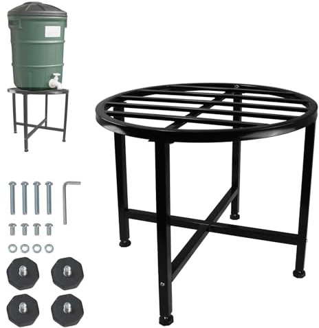 Rain Barrel Stand, Heavy Duty Rain Water Collection Base, Rain Barrel Stand for 45/50/55 Gallon Plastic Outdoor Rain Barrel, Loading 1200lbs for Out Garden, Irrigation, Carbon Steel, Black