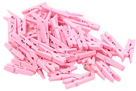 TOPPERFUN 100 Pezzi Mini Mollette Legno Rosa Leggere e Resistenti da 2,5 Cm per Decorazioni Casa e Lavoretti Artigianali Carta e Tessuti