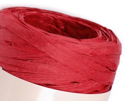 cyclingcolors 1x Fibra Rafia Cuerda de Papel 5-8 mm 100 m Decoración Artesanía Bricolaje hogar Plantas Crochet Joyas Cordel Bolso, Rojo