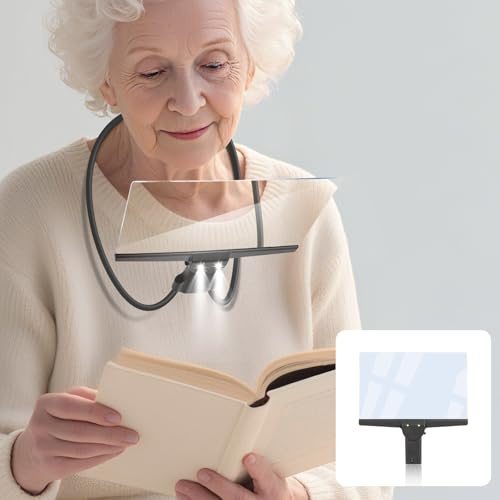 Cicano 5X Large Magnifying Glass for Reading with Light Hands-Free with Flexible Gooseneck Full Book Page Magnifier Sheet for Repair Sewing Seniors Grey