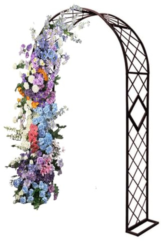 Arche de jardin en métal en acier robuste pour décoration extérieure - Treillis pour plantes grimpantes - Arche de mariage - Pour fête de cérémonie - Vert foncé - 2,2 m