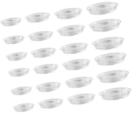 Hattba 24Pieces Clear Flower Pots Coasters Round Plant Drip Trays For Succulents And Houseplants 6/8/10/12inch Transparent Flower Pot Coasters