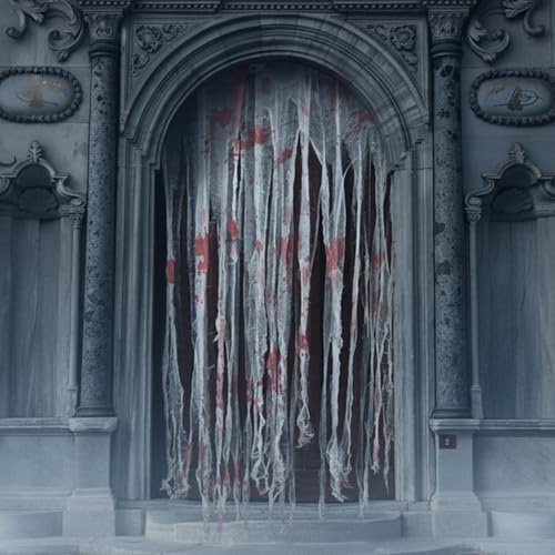 Topzora Cortina para puerta de Halloween, 100 × 200 cm, diseño de jirones sangrientos, suave y recortable, decoración espeluznante para puertas y ventanas, pasillo, sala de fiestas, para fiestas de
