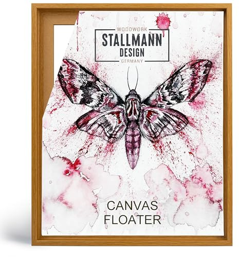 Stallmann Design Schattenfugenrahmen 100 x 100 cm | Farbe: Caramell Eiche | Leer-Rahmen für Leinwände auf Keilrahmen | mit Montagezubehör | ohne Glas und Rückwand