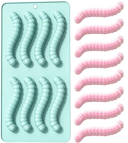 xowwyue Moldes De Silicona Para Caramelos | Moldeadora De Fondant De Gusano Para Chocolate | Utensilios De Cocina Antiadherentes Para Postres | Halloween Cumpleaños Navidad Fiesta Chuche Gominola