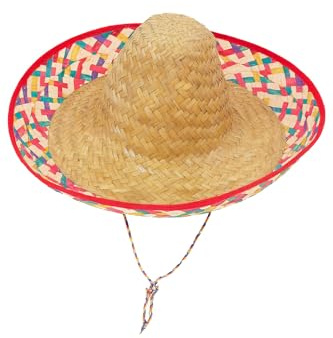 corimori Mexikaner Kostüm Set für Erwachsene & Jugendliche – Poncho, Sombrero, Fake-Bart & Stumpen – Party- & Faschingskostüm Unisex – Fiesta Outfit, Western (Sombrero (einzeln), Onesize)