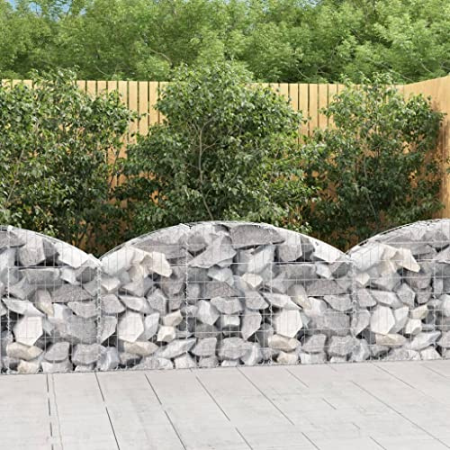 Frdhee Blumenkübel Outdoor Pflanzkübel Groß, Gabione mit Hochbogen 150x30x60/80 cm Verzinktes Eisen, Blumentopf für Innen- und Außendekoration