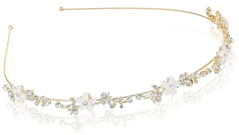 Mabor Cute Blumen Haarreifen Damen | Elegant Strass Haarband Mädchen Dünnes Metall Haarreif für den Alltag, Partys und Hochzeitsfeiern