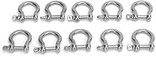 RASTKY Anclaje de Anillo en D con Grillete de de Acero Inoxidable de Alta Dureza, 10 Piezas para Acampar y Caminar, Superficie Lisa, Gran Capacidad de Carga, Diseño sin Rebabas (M5)