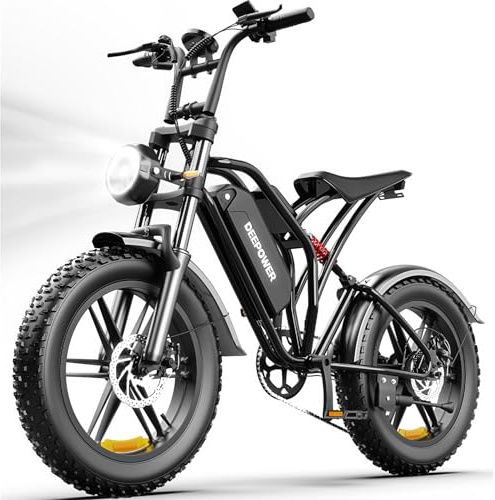 DEEPOWER Elektrofahrrad für Erwachsene, E-Bike mit abnehmbarem 48V 20Ah-Akku, Reichweite 55–110 km, 20'' Fat-Tire-E-Bike, 7 Gänge, Vollhydraulische Federung, Doppelscheibenbremsen