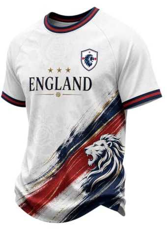 Men's England Soccer Retro Tops Vintage Breathable Short Sleeve T Shirt Crew Neck Fan Apparel for Game Day or Daily Wear