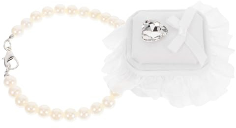 FESTFENDS Ringbox für Hundehalsbänder zur Verlobung und Hochzeit, Weiß | Ringlagerung und Vorschlagshalter, Romantisches Hochzeitsmotiv, Polyester, für Hund und Haustier