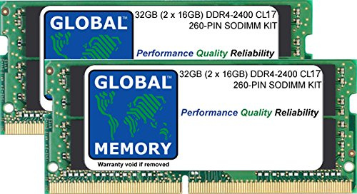 GLOBAL MEMORY 32GB (2 x 16GB) DDR4 2400MHz PC4-19200 260-PIN SODIMM Memoria RAM Kit para Intel 27 Pulgadas Retina 5K iMac (2017)