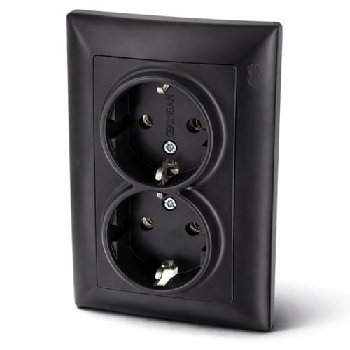 Prise double encastrée, tout-en-un, série G1 noire
