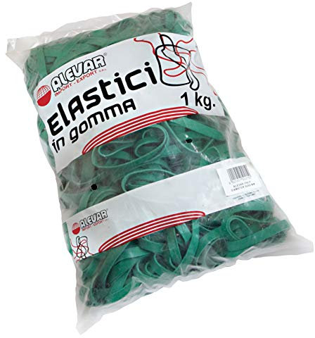 Alevar Elastici a Fettuccia in Gomma, Diametro 70 mm, Spessore 8x1,5 mm, Colore Verde, Confezione in Busta da 1 kg
