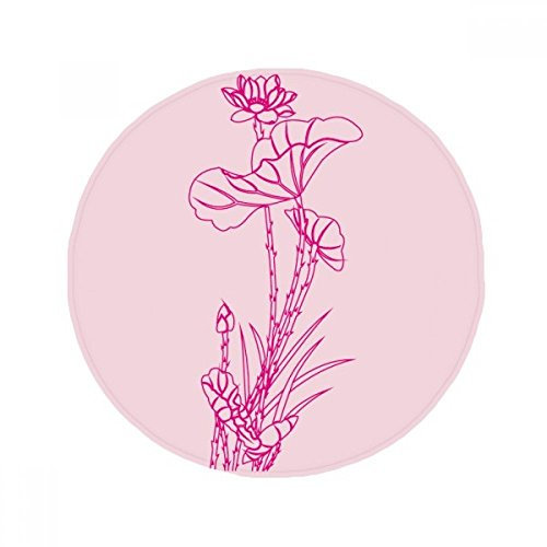DIYthinker Lotus Leaf Lotus Flower Reed Flower Plant Anti-Slip Floor Pet Mat Round Bathroom Living Room Kitchen Door 80Cm Gift