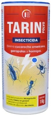 Tarin Insecticida en Polvo Insectos Reptantes y Rastreros, Inoloro, Control de Garrapatas, Ácaros, Pulgas, Cucarachas, Peces Plata y Hormigas - 1 kg