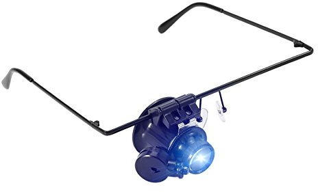 Sonew 20X LED Lupenbrille Kopflupe mit Licht, Vergrößerungsglas Stirnband, Große Vergrößerung Kopflupe für Uhr Juwelier Reparatur Modellbau