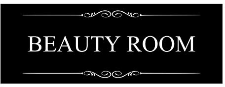 Beauty Room Black and White Door Sign Plaque - Acrylic (Size 19.5cm x 7cm) supplied with adhesive strips