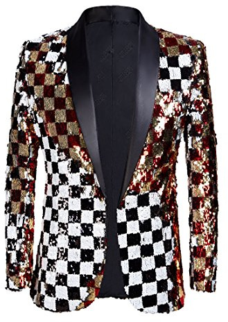 PYJTRL Herren-Blazer mit 2 Farben und glänzenden Pailletten