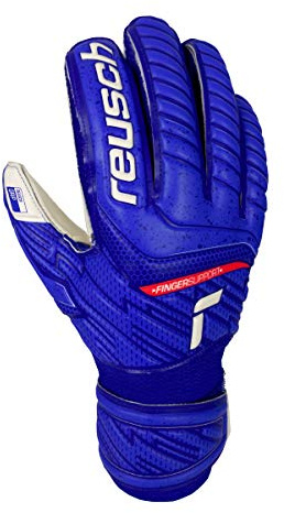 Reusch Attrakt Grip Finger Support Junior Flexible Torwarthandschuhe Kinder Jugendliche Fußballhandschuhe mit Fingerprotektion für alle Spielfeldoberflächen und jedes Wetter