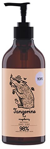 YOPE Natural Hand Wash | Tangerine Extract | Provitamin B5 | Neutral pH | Moisturising | Soothing | Tangerine and Raspberry 500 ml