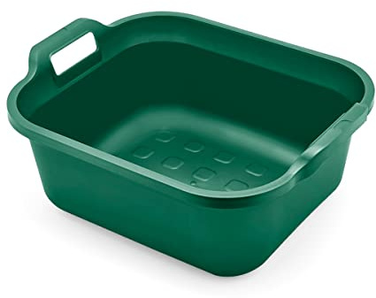 Addis Eco Made from 100 Percent Recycled Plastic Washing up Bowl with Twin Handle, Eco Green, 10 Litre