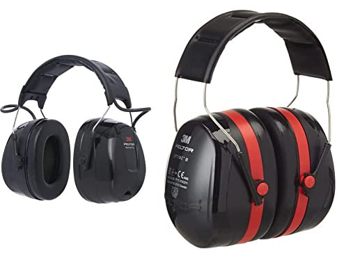 3M Peltor WorkTunes Pro FM Radio Gehörschutz, 32dB Peltor Optime III Kapselgehörschutz schwarz-rot - mit Doppelschalentechnologie für max. Dämpfung - SNR 35 Hörschutz auch bei hohen Lautstärken